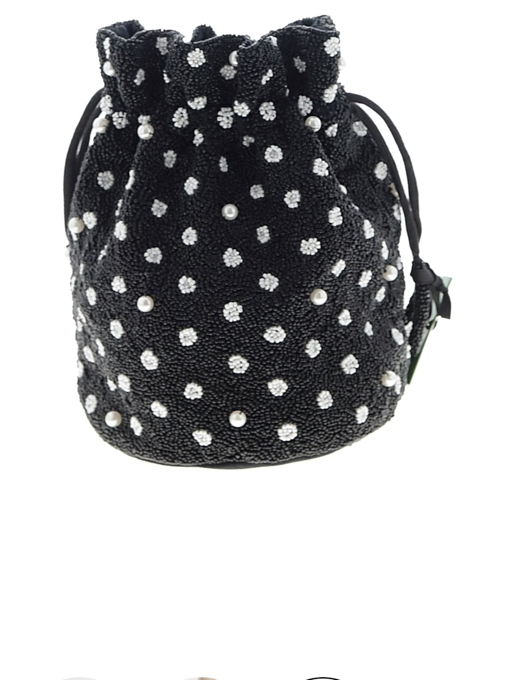 Kate Spade Black Beaded Polka Dot Drawstring Bag - Picture 3 of 3